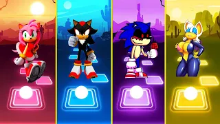 Amy Rose 🆚 Shadow Sonic 🆚 Sonic exe 🆚 Rouge Sonic | Tiles Hop EDM Rush