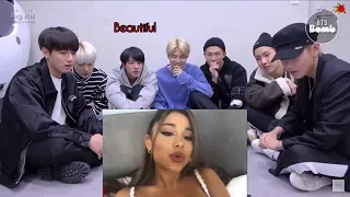 BTS reacts to Ariana grande & Justin Bieber *Stuck  with you