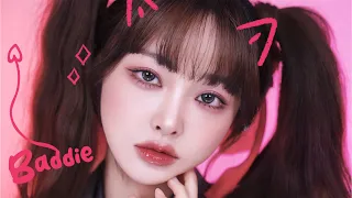 Becoming the 7th member of IVE, pink smoky 'Baddie' makeup 🐈‍⬛🩷 Lovely and easy-to-follow smoky 🐼