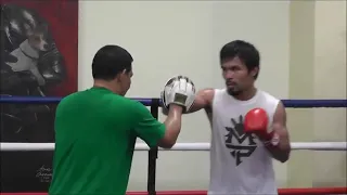 Manny Pacquiao hitting punch mitts for Rios fight 10 1 13