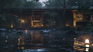 Soothing Rainfall Symphony: Embrace the Cozy Atmosphere of a Vintage Cabin in Wilderness at Night