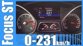 2016 Ford Focus ST 250 HP Acceleration QUICK! 0-231 km/h Beschleunigung Autobahn