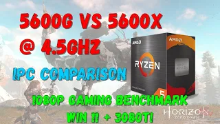 Ryzen 5 5600G vs Ryzen 5 5600X 4.5Ghz IPC comparison gaming benchmark!