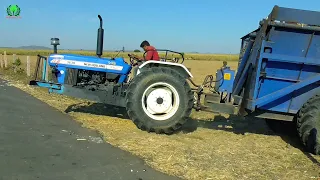 Shaktiman Sugarcane Combine and New Holland 3630 Tractor working together