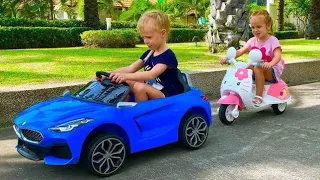 Mili and Stacy Pretend Play with Ride On Cars Toy|kids cartoon|speedy car|kids car|