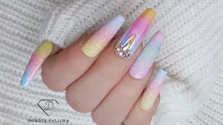 How to do 3 colour gel ombre nail art. Sponge technique ombre with gel. Sponging nail art