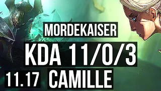 MORDEKAISER vs CAMILLE (TOP) | 11/0/3, 2.4M mastery, Legendary, 500+ games | NA Grandmaster | v11.17