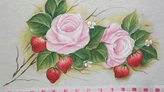 Como pintar rosas cor de rosa no tecido com Morangos