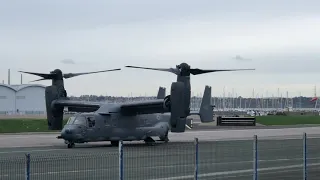 USAF V-22 Osprey start up, take off and move to refuel Weymouth/Portland UK 29th October 2019