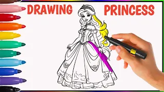 Drawing and Coloring Princess Tutorial for Children