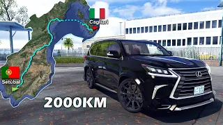 ETS2 Long trip road 2000km from Setubal to Cagliari with Lexus lx570 2018