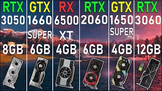 RTX 3050 vs RTX 2060 vs RTX 3060 vs GTX 1660 Super vs RX 6500 XT vs GTX 1650 Super | i5-12400F