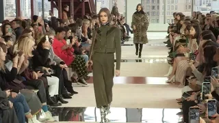 Kaia Gerber and models on the runway for the Longchamp Fashion Show in NYC