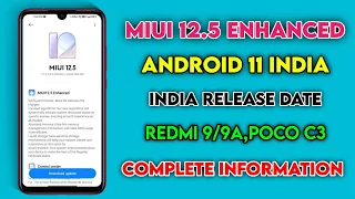 MIUI 12.5 Android 12 Update India For Redmi 9/9A, POCO C3 😍 Complete Information