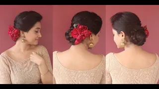 Easy Festive Hairstyle  With Roses|Juda/Bun Hairstyle|Asmita