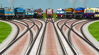 9️⃣ FAST INDIAN TRAINS CROSSING ON CUVERD BRANCHED RAILROAD TRACKS | Train Simulator 2022