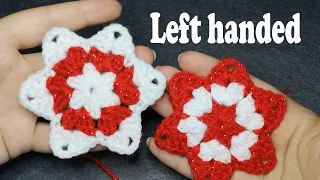 left handed granny star ⭐crochet snowflake for beginners ⭐ how to do a star ⭐ Christmas Decoration