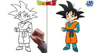 Goten Drawing Full Body || How to Draw Goten from Dragon Ball Z Step by Step