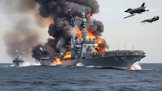 Horrifying Moment, US F-16 Planes Sink 5 Russian Warships in the Black Sea