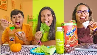 24 HORAS SÓ COMENDO COMIDA LARANJA VS VERDE VS MARROM! - JULIANA BALTAR