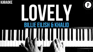 Billie Eilish & Khalid - Lovely Karaoke SLOWER Acoustic Piano Instrumental Cover Lyrics