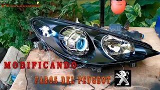 modificación a luz led en  faros peugeot 307