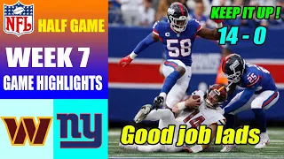 Washington Commanders vs New York Giants HALF GAME Week 7 October 22, 2023 | NFL Highlights 2023