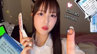 ASMR Toxic girl put color lenses on you in the back of the school class💔(Realistic!)