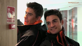 Marc Márquez and Dani Pedrosa, with Hidden Cameras at a Repsol service station