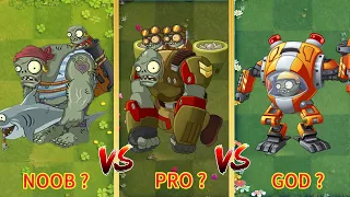 PvZ 2 Gameplay - Zombie Evolution Challenge - NOOB Vs PRO Vs GOD - Who is Strongest ？