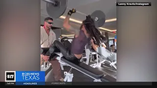 Lenny Kravitz lifts weights in leather pants, causes internet stir