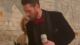 Visible confusion on groomsman's face as he witnesses cake cruelty || WooGlobe