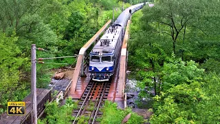 Rail traffic in Romania - Southern Carpathian Mountains - Danube riverbank - Magistrala CFR 100 [4K]