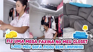 FIZ UMA MEGA FAXINA NO MEU CLOSET + LAVEI O MEU SOFÁ!