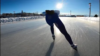 One lap at James B. Sheffield Olympic Skating Rink in Lake Placid