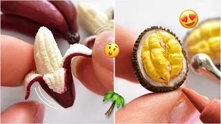 Miniature Art Dollhouse 🌴(Part 2)| Making of Real Mini Food 🍌🐉 | Strawberrypuffcake