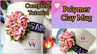 Polymer Clay Mug with flowers | DIY Gift idea,  Easy tutorial