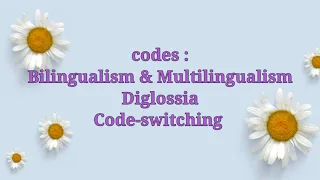 Codes : bilingualism, diglossia, and code-switching