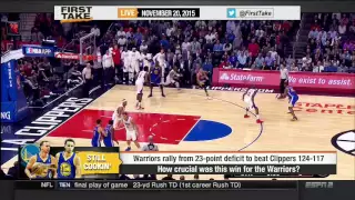 ESPN First Take - Stephen Curry has 40, rallies Warriors from 23-point deficit