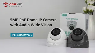 Anpviz 5MP IP POE Dome Camera Turret Video Surveillance Camera 108° Wide Angle IP66 IPC-D3150W/G-S