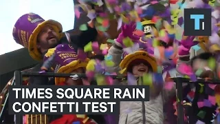 Times Square tests New Year’s confetti in the rain