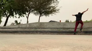 Fakie 50-50 fakie kickflip out @ Highland Elementary Round 2 One Month Later.  September 7, 2020