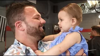 Baby has never seen her dad without a beard...till now!  Watch what happens!