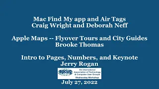 Apple Apps-Craig Wright_Deborah Neff, Brooke Thomas, Jerry Rogan-APCUG Wednesday Workshop 7-27-22