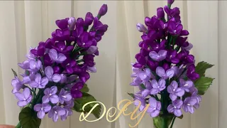 DIY_Ribbon Flowers/how to make satin ribbon flowers lilacs easy