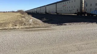 BNSF 7102 leads with a P5 horn and all bnsf autoracks