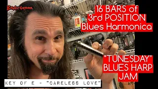 How To Not Suck at 16 Bar Blues in 3rd Position - Key of A Blues Harmonica Jam Tracks - Tunesday 58