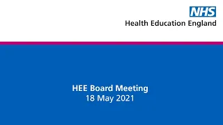 HEE Board Meeting - 18 May 2021
