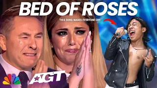 All the judges cried when they heard Bed of Roses with the most amazing voice in America!!