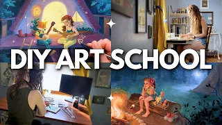 becoming a PROFESSIONAL ARTIST without traditional art school // 4 STEPS to learning art on your own